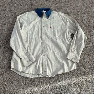 Men's Casual Button Down Shirt with Blue Collar